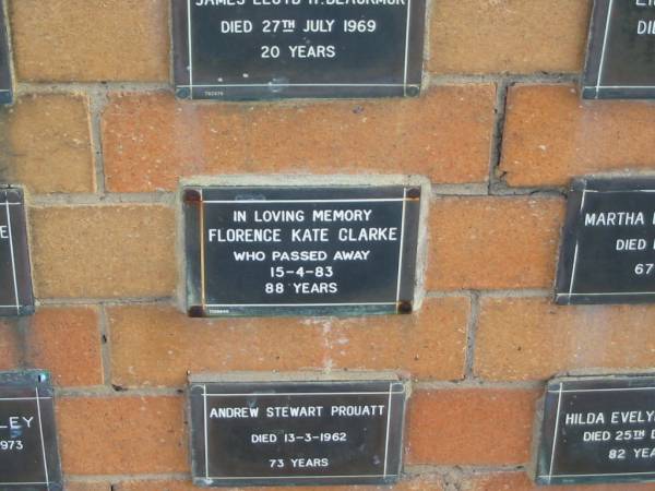 Florence Kate CLARKE  | 15-4-83  | 88 yrs  |   | Sherwood (Anglican) Cemetery, Brisbane  | 