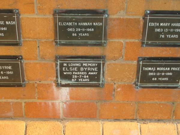 Elsie BYRNE  | 28-7-84  | 87 yrs  |   | Sherwood (Anglican) Cemetery, Brisbane  | 