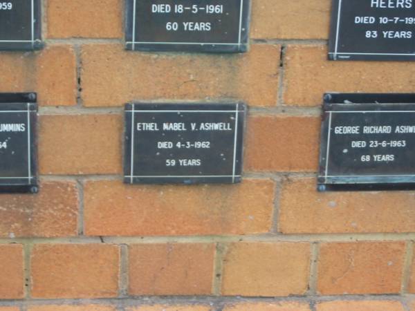 Ethel Mabel V ASHWELL  | 4-3-1962  | 59 yrs  |   | Sherwood (Anglican) Cemetery, Brisbane  | 