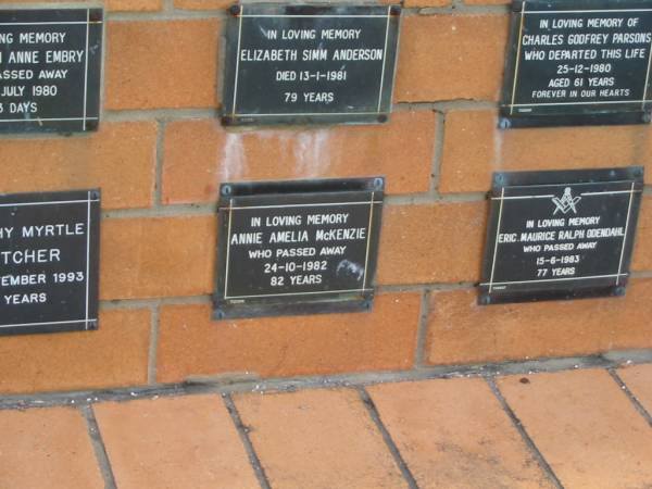 Annie Amelia McKENZIE  | 24-10-1982  | 82 yrs  |   | Sherwood (Anglican) Cemetery, Brisbane  | 