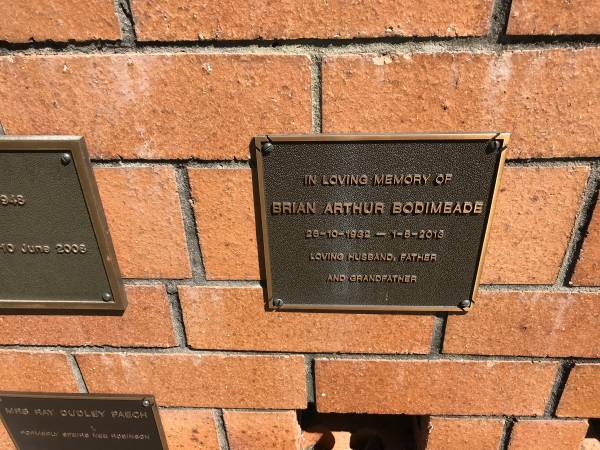 Brian Arthur BODIMEADE  | b: 25 Oct 1932  | d: 1 May 2013  |   | Sherwood (Anglican) Cemetery, Brisbane  |   | 