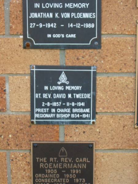Rt Rev David M TWEEDIE  | 2-8-1857 to 11-8-1941  |   | Liberal Catholic Church of St Alban, Brisbane  |   | 