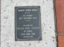
Albert Edwin DODDS
90 yrs
29 Oct 1979

(His wife)
Hilda May DODDS
87 yrs
24 Apr 1986

St Margarets Anglican memorial garden, Sandgate, Brisbane

