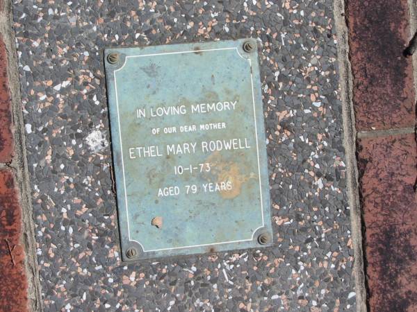 Ethel Mary RODWELL  | 10-1-73  | 79 yrs  |   | St Margarets Anglican memorial garden, Sandgate, Brisbane  |   | 