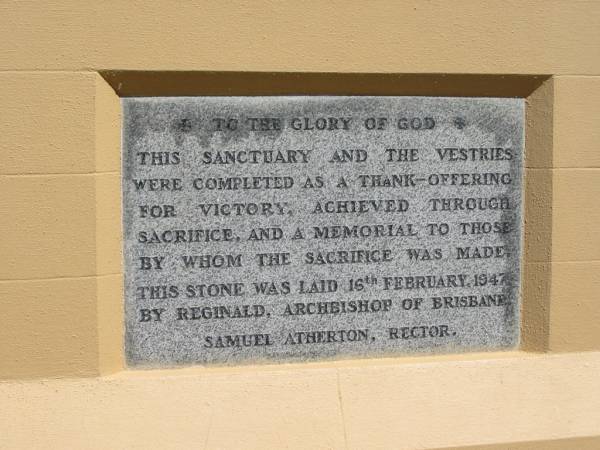 16 Feb 1947 - Rector - Samuel ATHERTON  |   | St Thomas' Anglican, Toowong, Brisbane  |   | 
