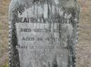 
Beatrice H ELLIOTT
26 Dec 1902 aged 14 months
Stone Quarry Cemetery, Jeebropilly, Ipswich
