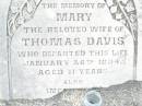 
Henry ALLEN,
died 26 Dec 1897 aged 70 years 9 months;
Anne ALLEN,
wife,
born 31 Oct 1821
died 15 Oct 1899 aged 78 years;
Mary,
wife of Thomas DAVIS,
died 26 Jan 1894 aged 41 years;
Thomas Llewellyn,
died 14 Nov 1893 aged 5 months;
Swan Creek Anglican cemetery, Warwick Shire
