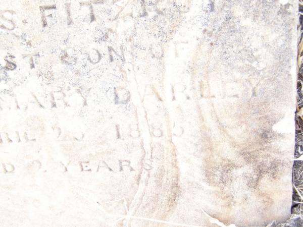 Charles Fitzroy,  | youngest son of John & Mary DARLEY,  | died 26? April 1885 aged 2 years;  | Swan Creek Anglican cemetery, Warwick Shire  | 