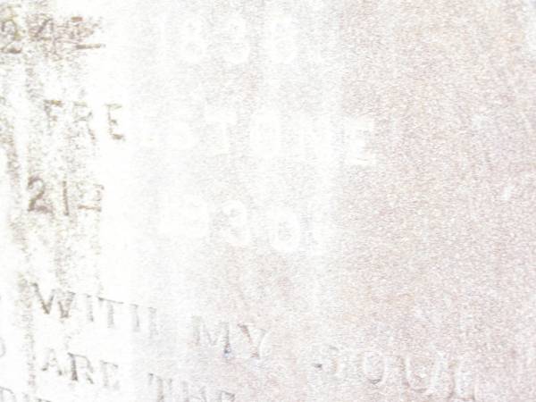 Svend PERSON,  | born 9 Oct 1824  | died Freestone 7 Nov 1898;  | Kjersti PERSON,  | born Sweden 24 Nov 1836  | died Freestone 1930;  | Swan Creek Anglican cemetery, Warwick Shire  | 