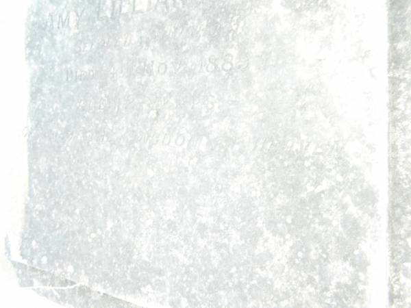 Richard WOOD,  | died 14 June 1887 aged 35 years;  | Amy Lillian WOOD,  | daughter  | died 4 Nov 1889 aged 2 years;  | Swan Creek Anglican cemetery, Warwick Shire  | 