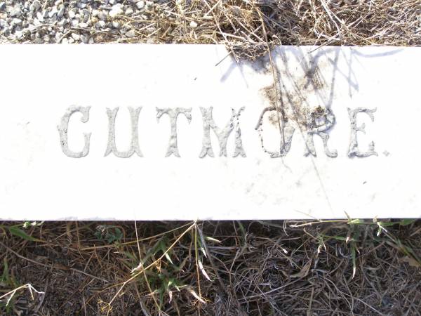 Sydney Parnell CUTMORE,  | died 7 Aug 1930 aged 56 years;  | Emily CUTMORE,  | died 26 June 1948 aged 77 years;  | Jessie May Irene CUTMORE,  | died 24 June 1913 aged 2 years;  | Swan Creek Anglican cemetery, Warwick Shire  | 