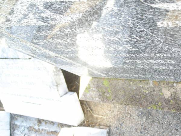 Sydney Parnell CUTMORE,  | died 7 Aug 1930 aged 56 years;  | Emily CUTMORE,  | died 26 June 1948 aged 77 years;  | Jessie May Irene CUTMORE,  | died 24 June 1913 aged 2 years;  | Swan Creek Anglican cemetery, Warwick Shire  | 