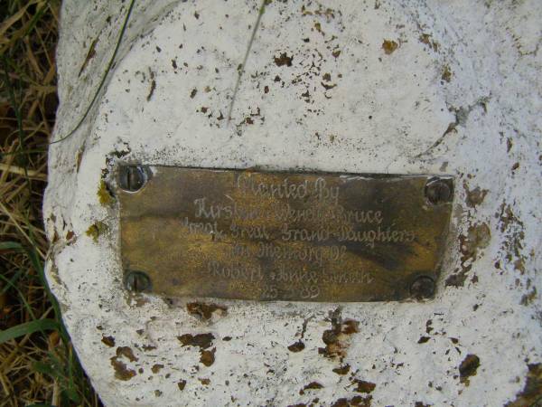 Robert & Anne SMITH,  | planted by great-great-granddaughters  | Kirsten & Wendy BRUCE 25-3-89;  | Swanfels Pioneers Memorial Park, Warwick Shire  | 