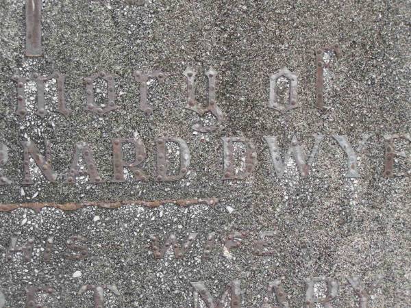 Danial Bernard DWYER;  | Margaret Mary,  | wife;  | Tallebudgera Catholic cemetery, City of Gold Coast  | 