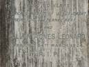 Patrick LEONARD,
died 7 Sept 1901 aged 75 years;
Bridget LEONARD,
died 7 Oct 1918 aged 80 years;
Ellen Agnes LEONARD,
died 24 March 1924;
Tallebudgera Catholic cemetery, City of Gold Coast