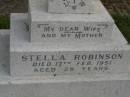Stella ROBINSON,
wife mother,
died 17 Feb 1951 aged 28 years;
Tallebudgera Catholic cemetery, City of Gold Coast