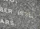 Samuel CRAIG,
died 28 Sept 1931 aged 75 years;
Minnie Elizabeth,
wife,
died 27 June 1943 aged 77 years 6 months;
Tallebudgera Presbyterian cemetery, City of Gold Coast