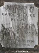 Caroline Alice BROWN,
died 13 July 1915 aged 5 years;
Henry James BROWN,
died 22 Sept 1924 aged 19 years;
Tallebudgera Presbyterian cemetery, City of Gold Coast