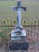 Sarah KENNEDY
12 Jul 1898
aged 48
John P SHERLOCK
26 Apr 1908
aged 54
Annie Maria SHERLOCK
1 Jul 1921
aged 71
Sarah H KENNEDY
12 Jul 1897
aged 54
John P SHERLOCK
6 Apr 1908
aged 52
Annie Maria SHERLOCK
1 Jul 1921
aged 71
John Patrick KENNEDY
22 May 1931
aged 59
Tamborine Catholic Cemetery, Beaudesert