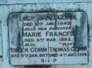 Lucy Jane COMM
2 Jan 1942
daughter
Marie Frances
5 Mar 1932
Eileen COMM
9 Jan 1957
Thomas COMM
4 Aug 1956
Tamborine Catholic Cemetery, Beaudesert