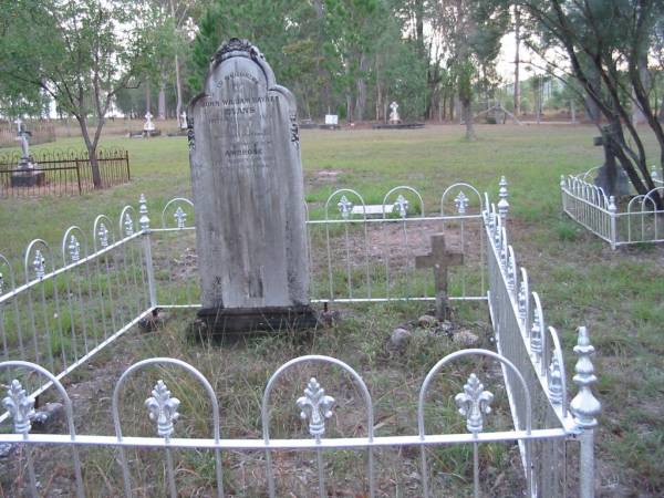John William Haynes EVANS  | 2 Aug 1888  | aged 45  |   | infant son Ambrose  | 23 Aug 1880  | aged 10 months  |   | Tamborine Catholic Cemetery, Beaudesert  |   | 