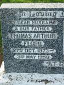 Thomas Arthur FLOOD
b: 27 Oct 1873, d: 3 May 1950
Esther Ann FLOOD
b: 10 Nov 1878, d: 25 Mar 1955
Tamrookum All Saints church cemetery, Beaudesert
