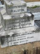Arthur Rankin RALSTON
b: 12 Aug 1842, d: 11 Sep 1933
Delia RALSTON
b:17 Apr 1844, d: 12 Aug 1929
(mother of) Emily
Emily Anne Vardon RALSTON
(daughter of) Arthur Rankin and Delia RALSTON
b: 16 Apr 1871, d: 25 Dec 1939
Joseph Walter RALSTON
(son of) Arthur Rankin and Delia RALSTON
b: 17 Aug 1873, d: 2 Sep 1929
J.W.R.
Tamrookum All Saints church cemetery, Beaudesert