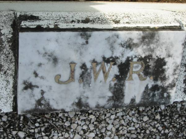 Arthur Rankin RALSTON  | b: 12 Aug 1842, d: 11 Sep 1933  | Delia RALSTON  | b:17 Apr 1844, d: 12 Aug 1929  | (mother of) Emily  |   | Emily Anne Vardon RALSTON  | (daughter of) Arthur Rankin and Delia RALSTON  | b: 16 Apr 1871, d: 25 Dec 1939  |   | Joseph Walter RALSTON  | (son of) Arthur Rankin and Delia RALSTON  | b: 17 Aug 1873, d: 2 Sep 1929  |   | J.W.R.  |   | Tamrookum All Saints church cemetery, Beaudesert  | 