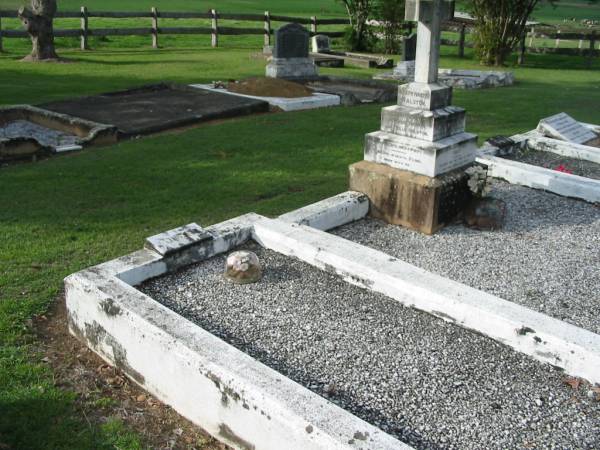 Arthur Rankin RALSTON  | b: 12 Aug 1842, d: 11 Sep 1933  | Delia RALSTON  | b:17 Apr 1844, d: 12 Aug 1929  | (mother of) Emily  |   | Emily Anne Vardon RALSTON  | (daughter of) Arthur Rankin and Delia RALSTON  | b: 16 Apr 1871, d: 25 Dec 1939  |   | Joseph Walter RALSTON  | (son of) Arthur Rankin and Delia RALSTON  | b: 17 Aug 1873, d: 2 Sep 1929  |   | J.W.R.  |   | Tamrookum All Saints church cemetery, Beaudesert  | 