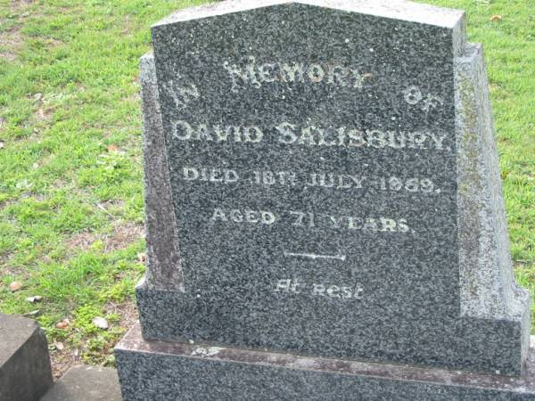 David SALISBURY  | 18 Jul 1969, aged 71  |   | Dave  |   | Tamrookum All Saints church cemetery, Beaudesert  | 