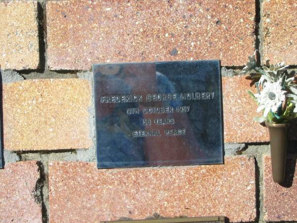 Frederick George HOLBERT,  | died 9 Oct 1957 aged 58 years;  | Tea Gardens cemetery, Great Lakes, New South Wales  | 