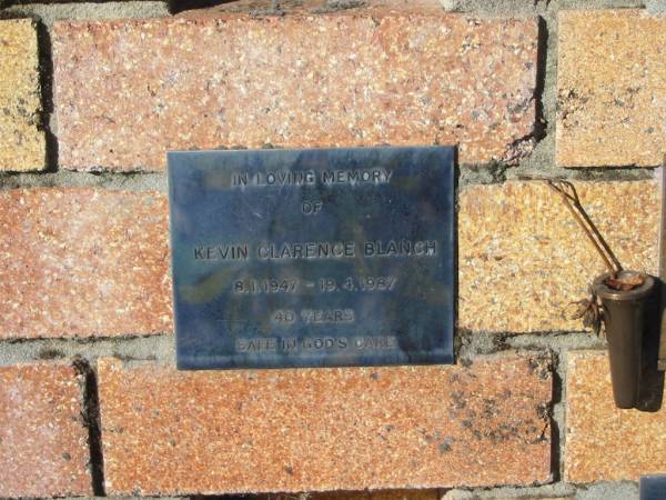Kevin Clarence BLANCH,  | 8-1-1947 - 19-4-1987 aged 40 years;  | Tea Gardens cemetery, Great Lakes, New South Wales  | 