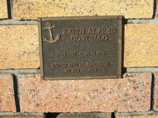 Keith Alfred COSTELLO,  | 24-08-1921 - 15-12-2004;  | Tea Gardens cemetery, Great Lakes, New South Wales  | 