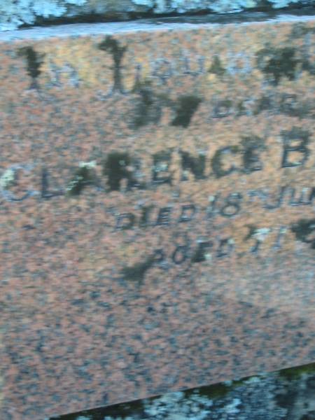 Clarence Bede DELORE,  | died 18 June 1958 aged 71 years,  | husband;  | Tea Gardens cemetery, Great Lakes, New South Wales  | 