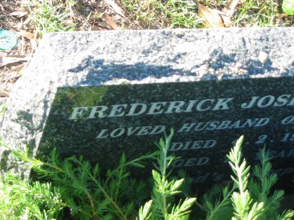 Frederick Joseph WHELAN,  | husband of Pauline,  | died 4-2-1999 aged 72 years;  | Tea Gardens cemetery, Great Lakes, New South Wales  | 
