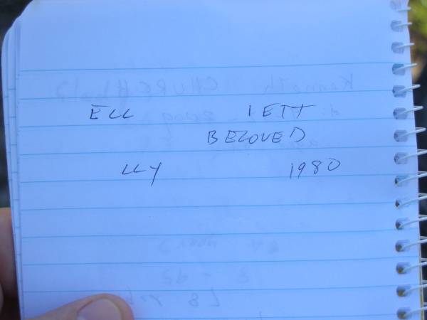 Ell? ?IETT;  | ??LLY 1980;  | Tea Gardens cemetery, Great Lakes, New South Wales  | 