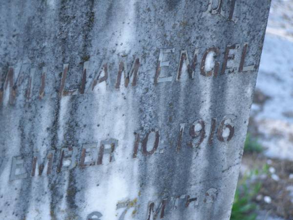 Eliza ENGEL,  | mother,  | died 14 June 1939 aged 80 years;  | Gustav William ENGEL,  | died 10 Nov 1916 aged 68 years 7 months;  | Tea Gardens cemetery, Great Lakes, New South Wales  | 