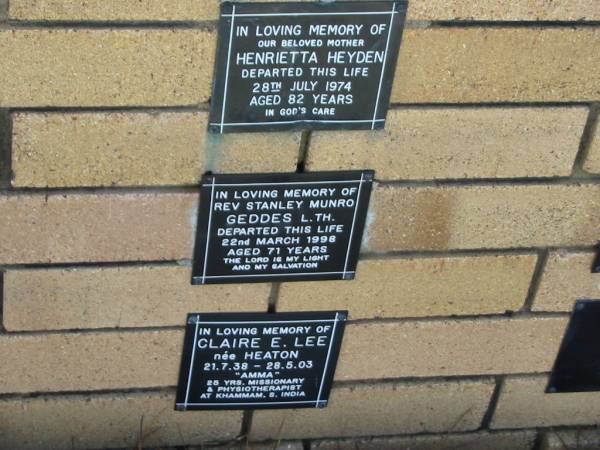 Stanley Munro GEDDES  | 22 Mar 1998  | aged 71  |   | The Gap Uniting Church, Brisbane  | 