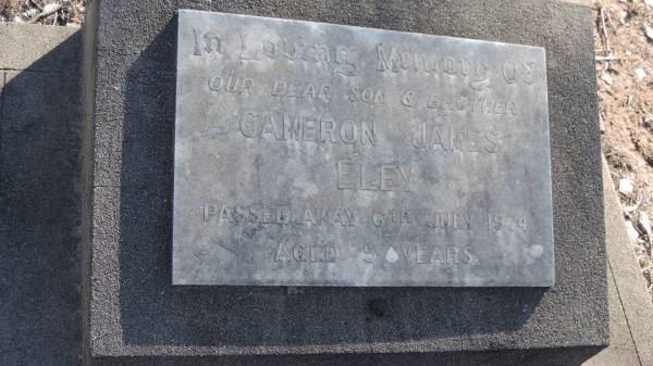 Cameron James ELEY  | d: 6 Jul 1974 aged 5 years  |   | The Gums Cemetery  | 