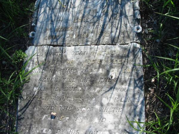 John SMITH, father,  | died 31 Jan 1899 aged 65 years;  | Wilson Family Private Cemetery, The Risk via Kyogle, New South Wales  | 