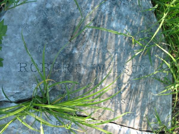 Robert WILSON, husband,  | died 26 Oct 1907 aged 56 years;  | Wilson Family Private Cemetery, The Risk via Kyogle, New South Wales  | 