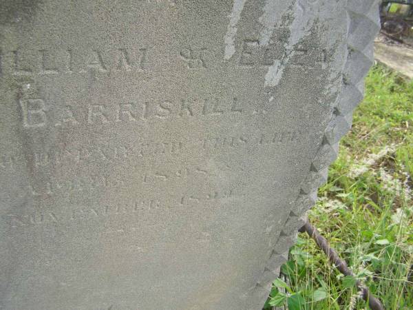 William BARRISKILL,  | died April 1898;  | Eliza BARRISKILL,  | died Nov 1899;  | Tiaro cemetery, Fraser Coast Region  | 