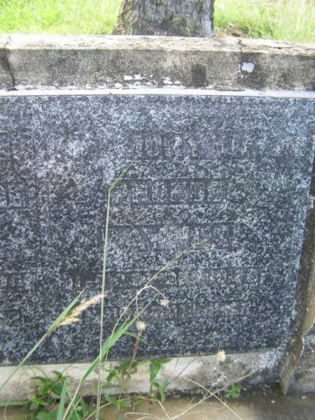 Edwin George RAYNER,  | died 23 Feb  1947 in 80th year;  | Phoebe RAYNER  | died 20 Dec 1948 in 79th year;  | Tiaro cemetery, Fraser Coast Region  |   | 