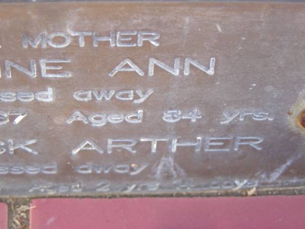 Ernest John WARD,  | died 1933 aged 53 years,  | erected by wife & family;  | Emiline Ann,  | mother,  | died 31-3-67 aged 84 years;  | Derrick Arther,  | died 22-9-29 aged 2 years 14 days;  | Tiaro cemetery, Fraser Coast Region  | 