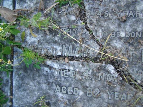 Robert Joseph,  | husband of Margaret HALES,  | died 5 May 1918 aged 45 years;  | Margaret HALES,  | died 4 Nov 1944 aged 82 years;  | Tiaro cemetery, Fraser Coast Region  | 