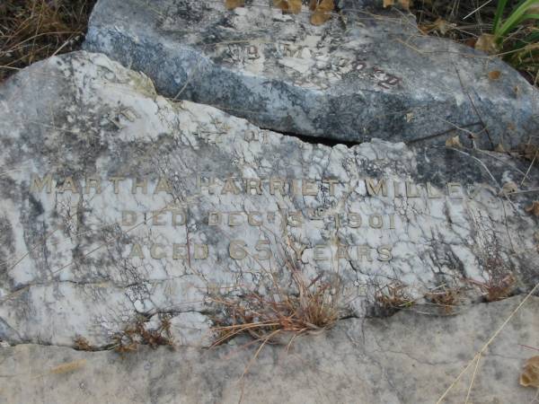 Martha Marriet MILLER,  | died 3 Dec 1901 aged 65 years;  | Tiaro cemetery, Fraser Coast Region  | 