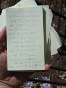 
Nancy Ellen
daughter of John and Sarah PORTER
died July 9th 1869 aged 11 months,
also Alice Ann
died Dec 11th 1877 aged 7 years 6 months,
Sarah PORTER
wife of John PORTER
died Mar 11th 1885 aged 51? years,
William Henry
son of J and S PORTER
died Oct 1888 aged 18 years,
Tingalpa Christ Church (Anglican) cemetery, Brisbane

