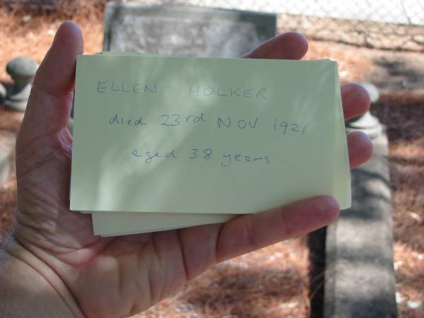 Ellen HOLKER died 23 Nov 1921 aged 38 years,  | Tingalpa Christ Church (Anglican) cemetery, Brisbane  | 