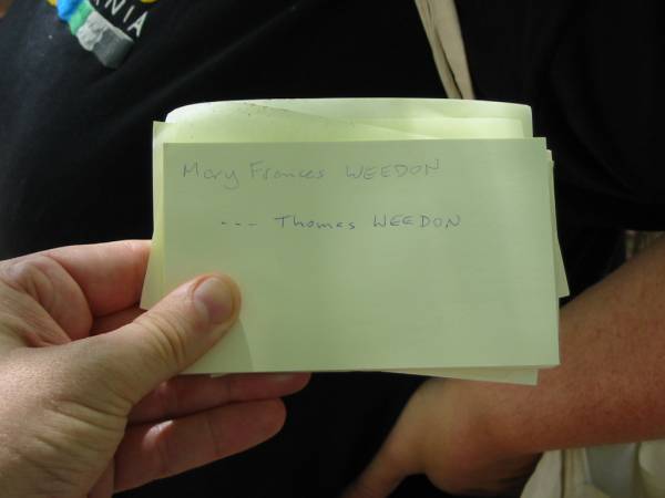 Mary Frances WEEDON ... Thomas WEEDON,  | Tingalpa Christ Church (Anglican) cemetery, Brisbane  | 