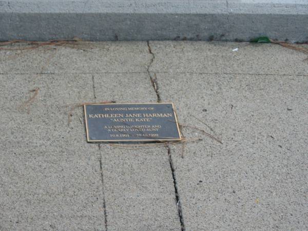 Kathleen Jane HARMAN  | Auntie Kate  | 10-8-1901 to 19-10-1999,  |   | Tingalpa Christ Church (Anglican) cemetery, Brisbane  |   | 